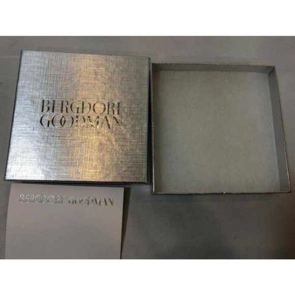 Bergdorf Goodman Logo Empty Box Silver Cardboard Gift 4" x 4" x 1" - Picture 3 of 6